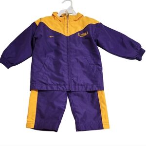 Nike LSU Windbreaker Jacket And Pants Purple & Yellow Kids 2T